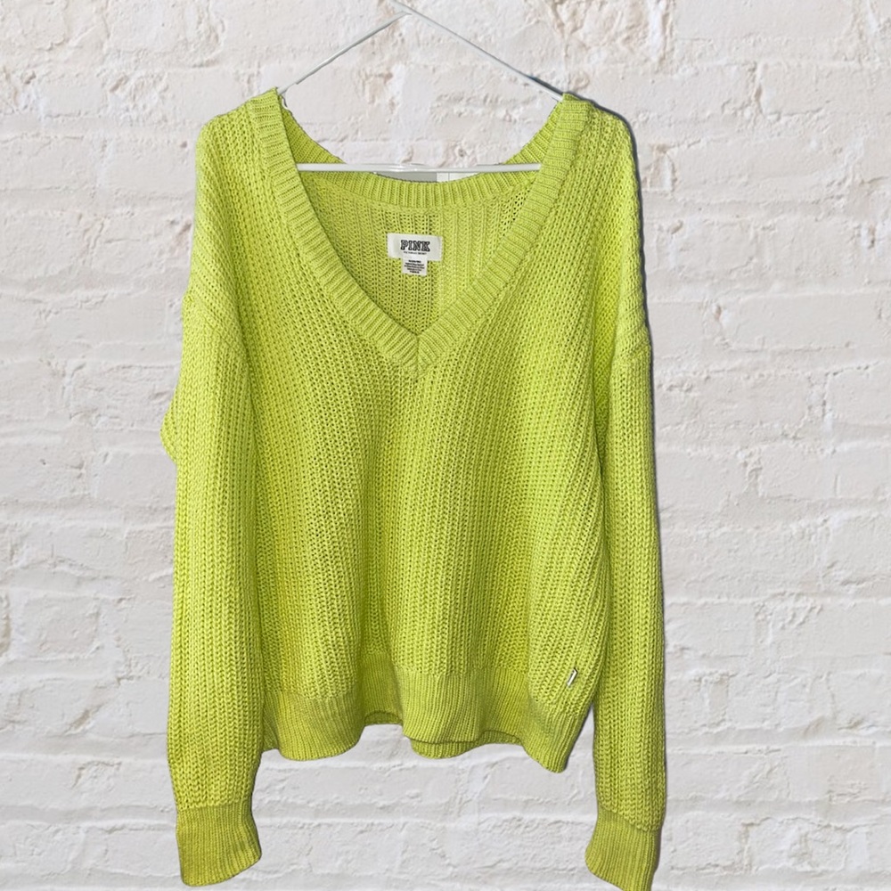 VS PINK Cable Knit V Neck Sweater